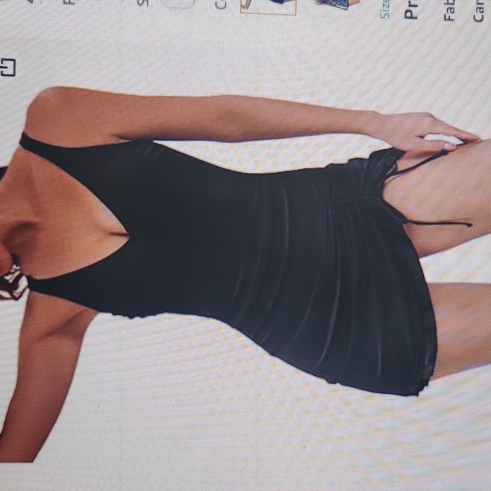 Black V-Neck Ruched Swim Dress